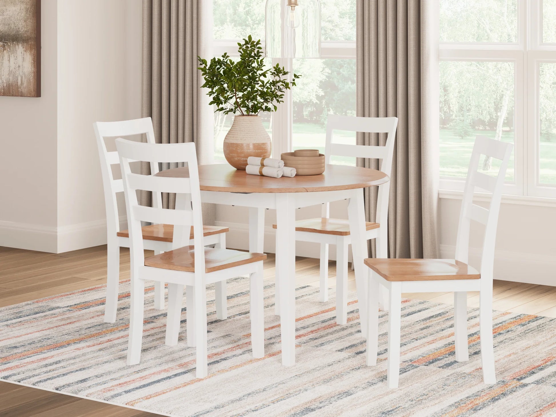 Gesthaven Natural White Round Dining Room Drop Leaf Table