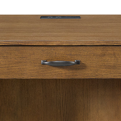 Portico - Double Pedestal Desk With Power / USB - Brown Oak