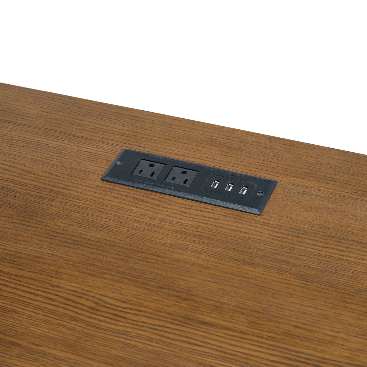 Portico - Half Pedestal Desk With Power / USB - Brown Oak – Furniture ...