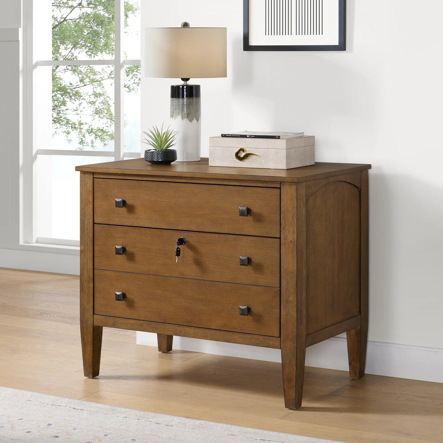 Portico - File Cabinet - Brown Oak