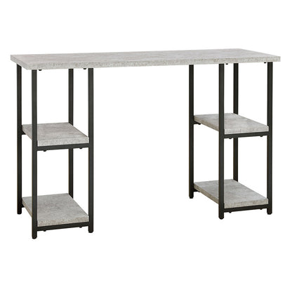 Lazabon - Gray / Black - Home Office Desk - Double-Shelf Pedestal