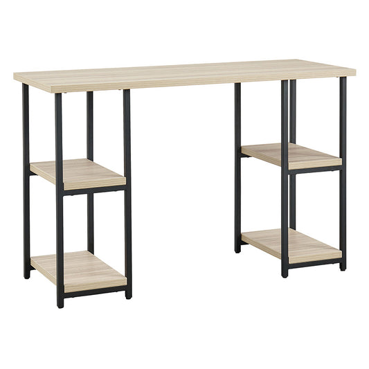 Waylowe - Natural / Black - Home Office Desk - Double-Shelf Pedestal