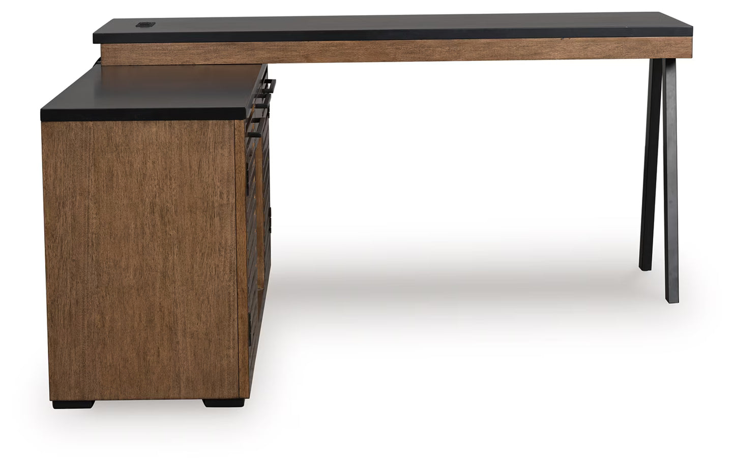 Kallari - Warm Brown / Black - Credenza With Desk Return