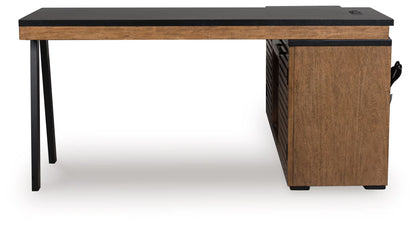 Kallari - Warm Brown / Black - Credenza With Desk Return