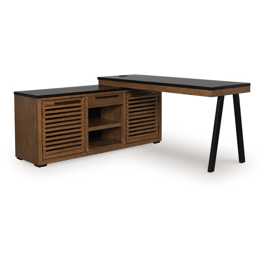 Kallari - Warm Brown / Black - Credenza With Desk Return