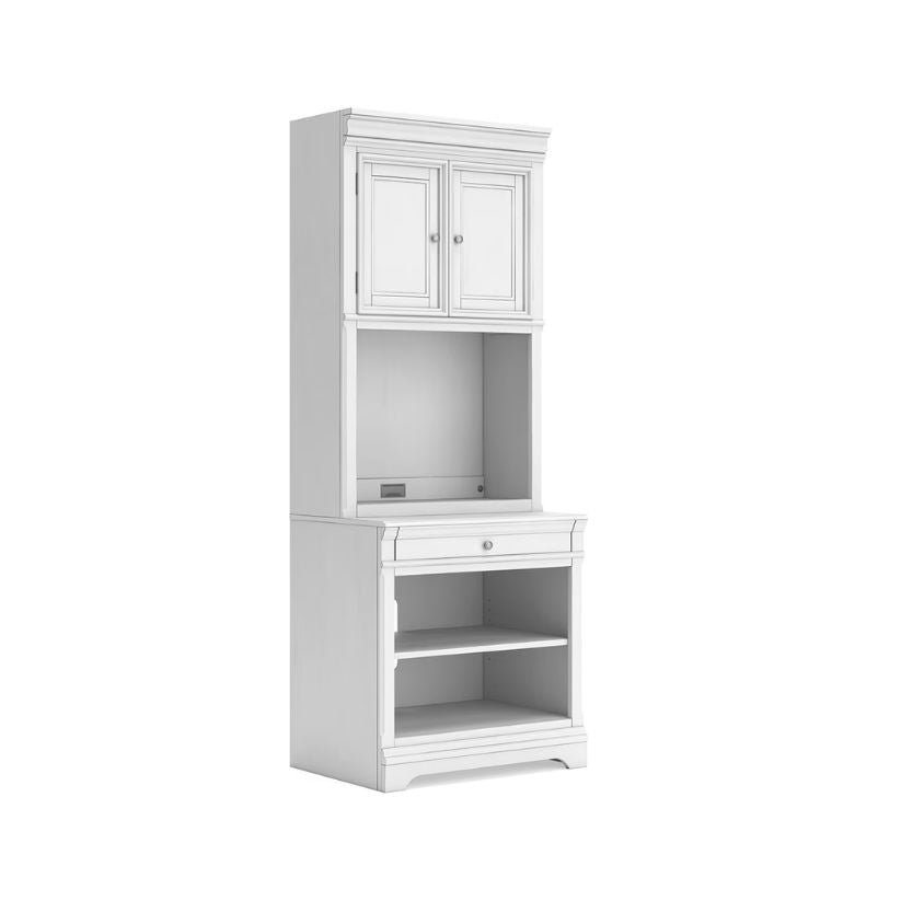 Kanwyn - Whitewash - Bookcase With Door Hutch
