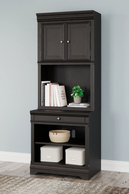 Beckincreek - Black - Bookcase With Door Hutch