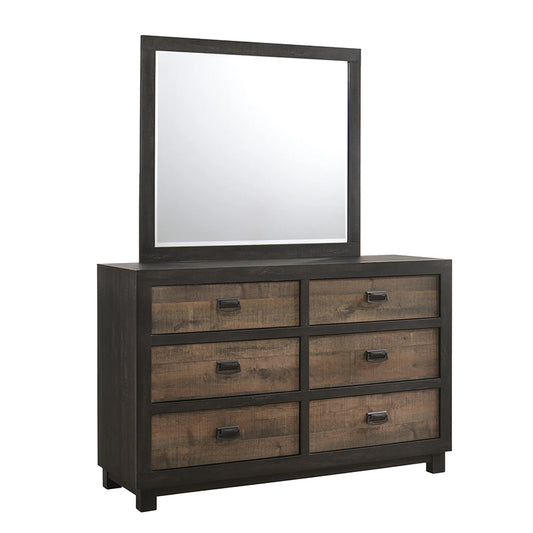 Harlington - 6-Drawer Dresser With Mirror Set - Dark Chocolate
