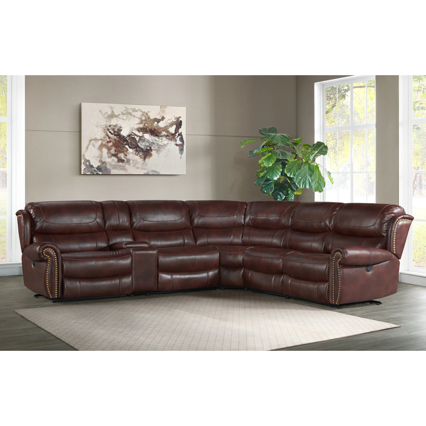 Hyde Park - Sectional Set - Banner Mahogany