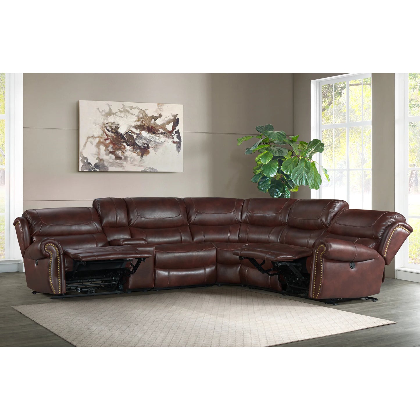 Hyde Park - Sectional Set - Banner Mahogany