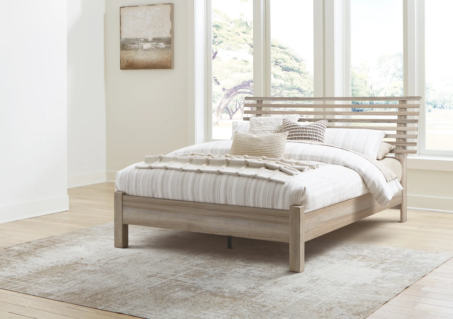 Hasbrick – Tan – Queen Slat Panel Bed 1