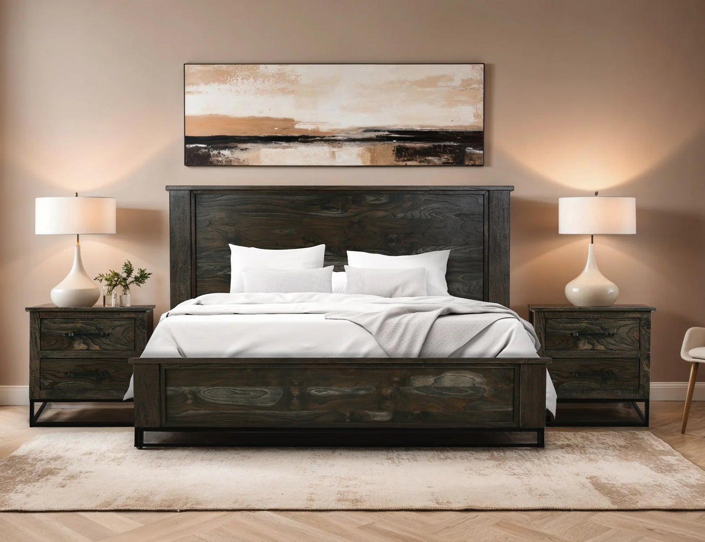 Dark Teak - King Bed - Oil Black