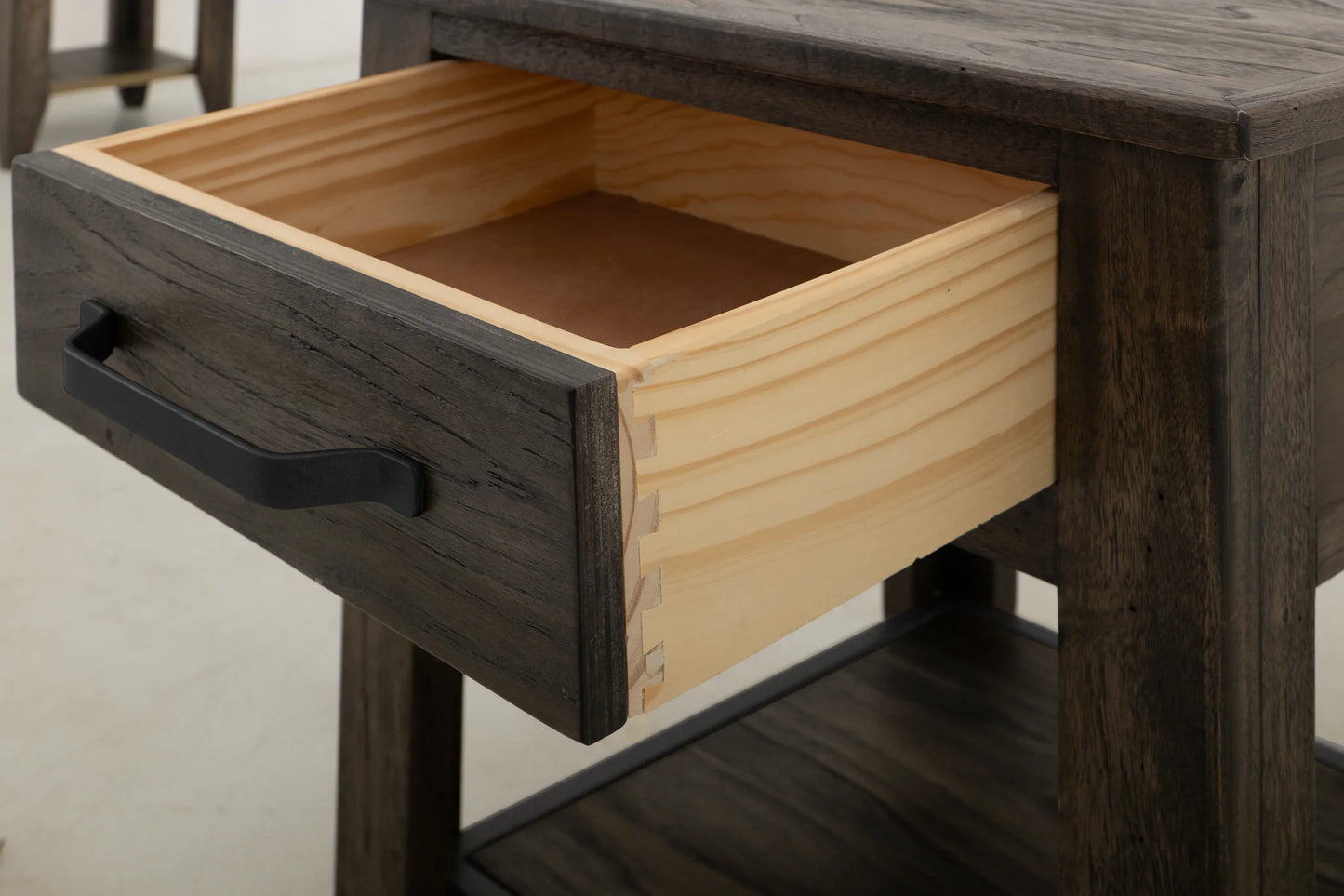 Dark Teak - End Table - Oil Black