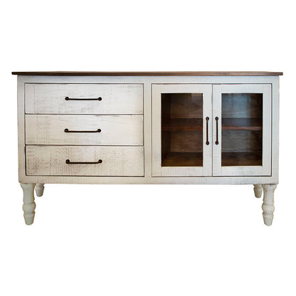 Rock Valley - Console With 3 Drawer And 2 Doors - White / Brown