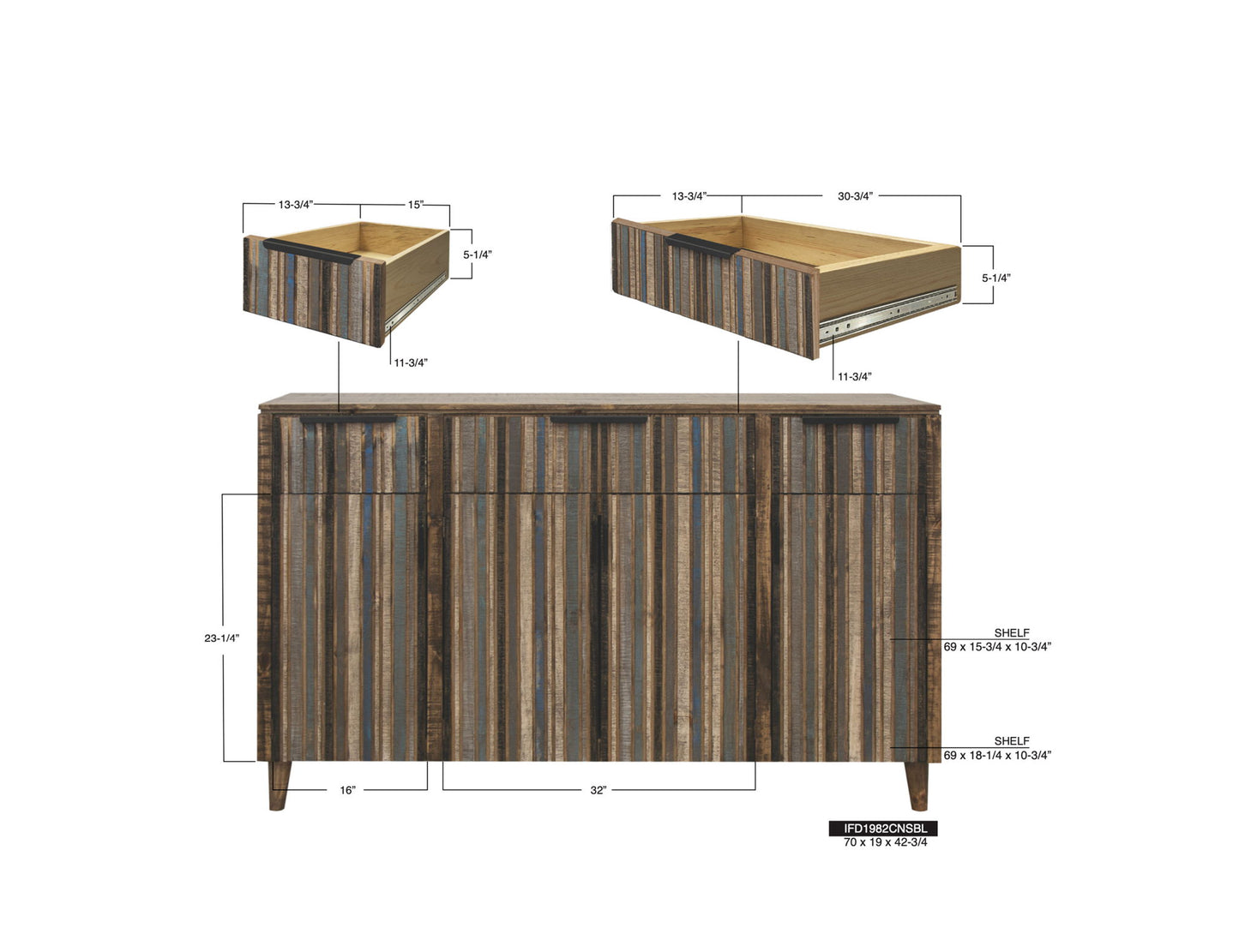 Tiza - Console - Peanut Brown/ Chalk Colors