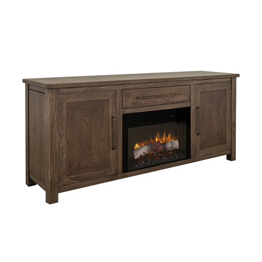 Novus Lodge - 70" Electric Fireplace - Dark Brown