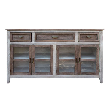 Sahara - 3 Drawer, 4 Doors Console / TV Stand / Buffet - Light Cream / Brown Caramel