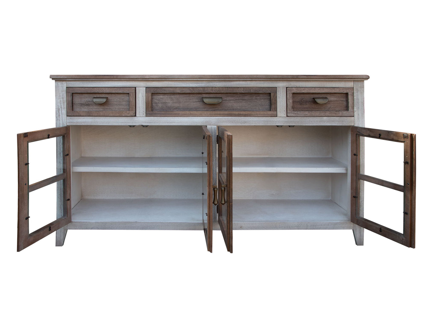 Sahara - 3 Drawer, 4 Doors Console / TV Stand / Buffet - Light Cream / Brown Caramel