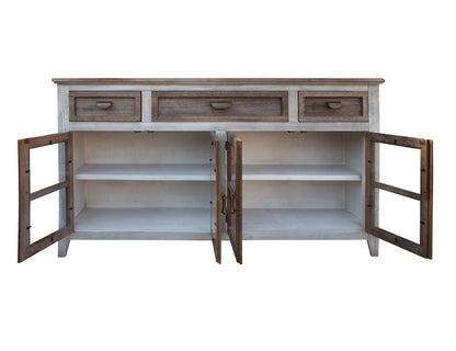 Sahara - 3 Drawer, 4 Doors Console / TV Stand / Buffet - Light Cream / Brown Caramel