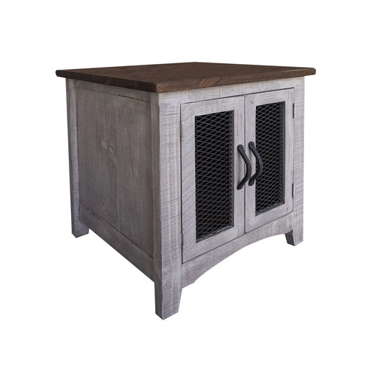 Pueblo Gray - End Table - Light Gray / Brown