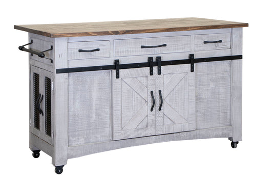 Pueblo Gray - Kitchen Island - Light Gray / Brown