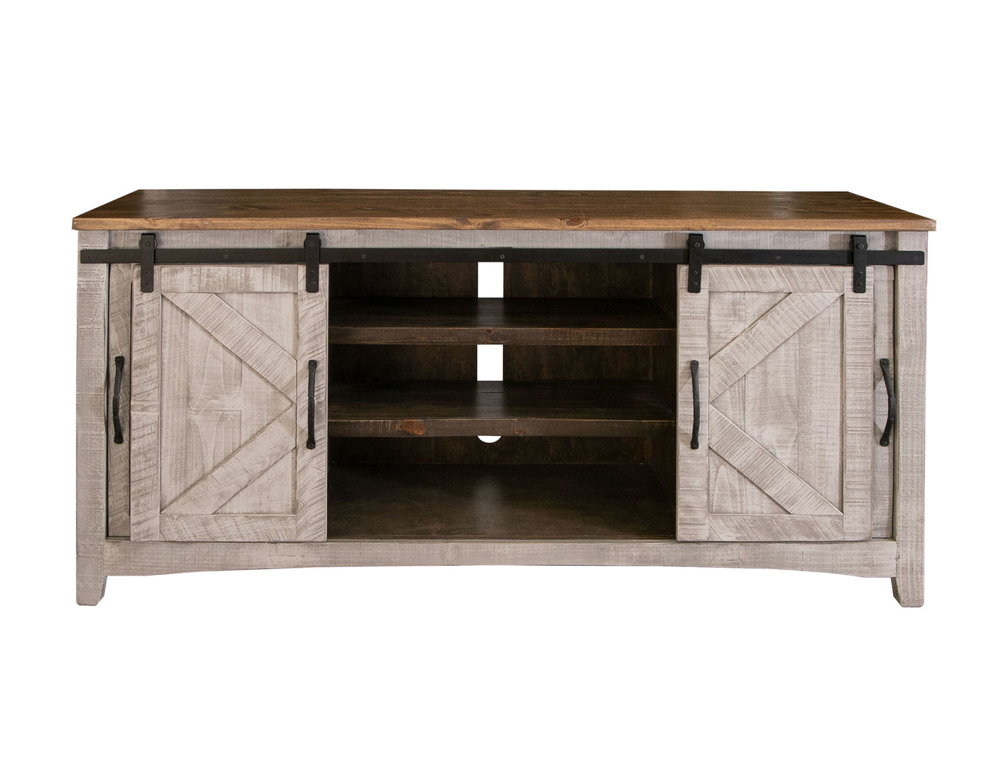 Pueblo Gray - TV Stand / Console - Light Gray / Brown