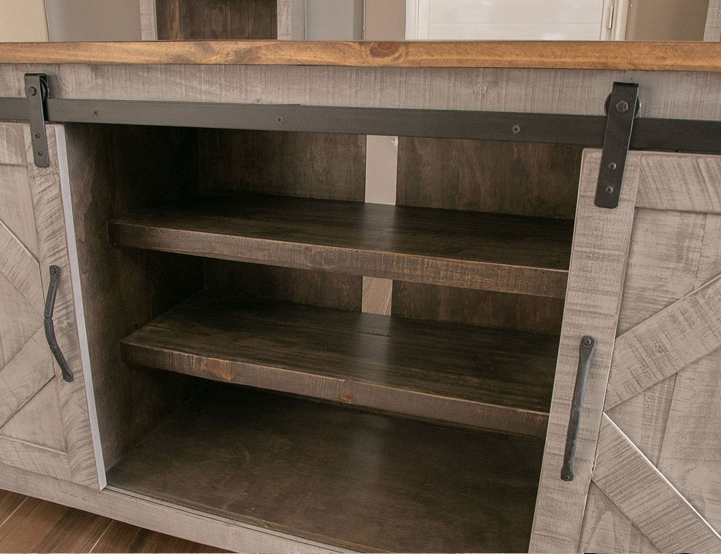 Pueblo Gray - TV Stand / Console - Light Gray / Brown