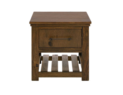 Walnut - 1 Drawer End Table - Walnut Brown