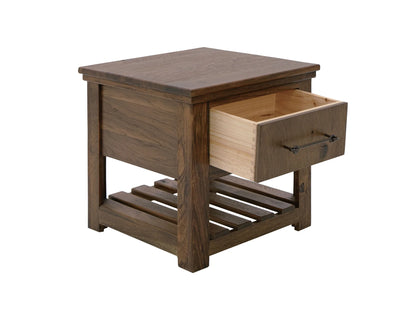Walnut - 1 Drawer End Table - Walnut Brown