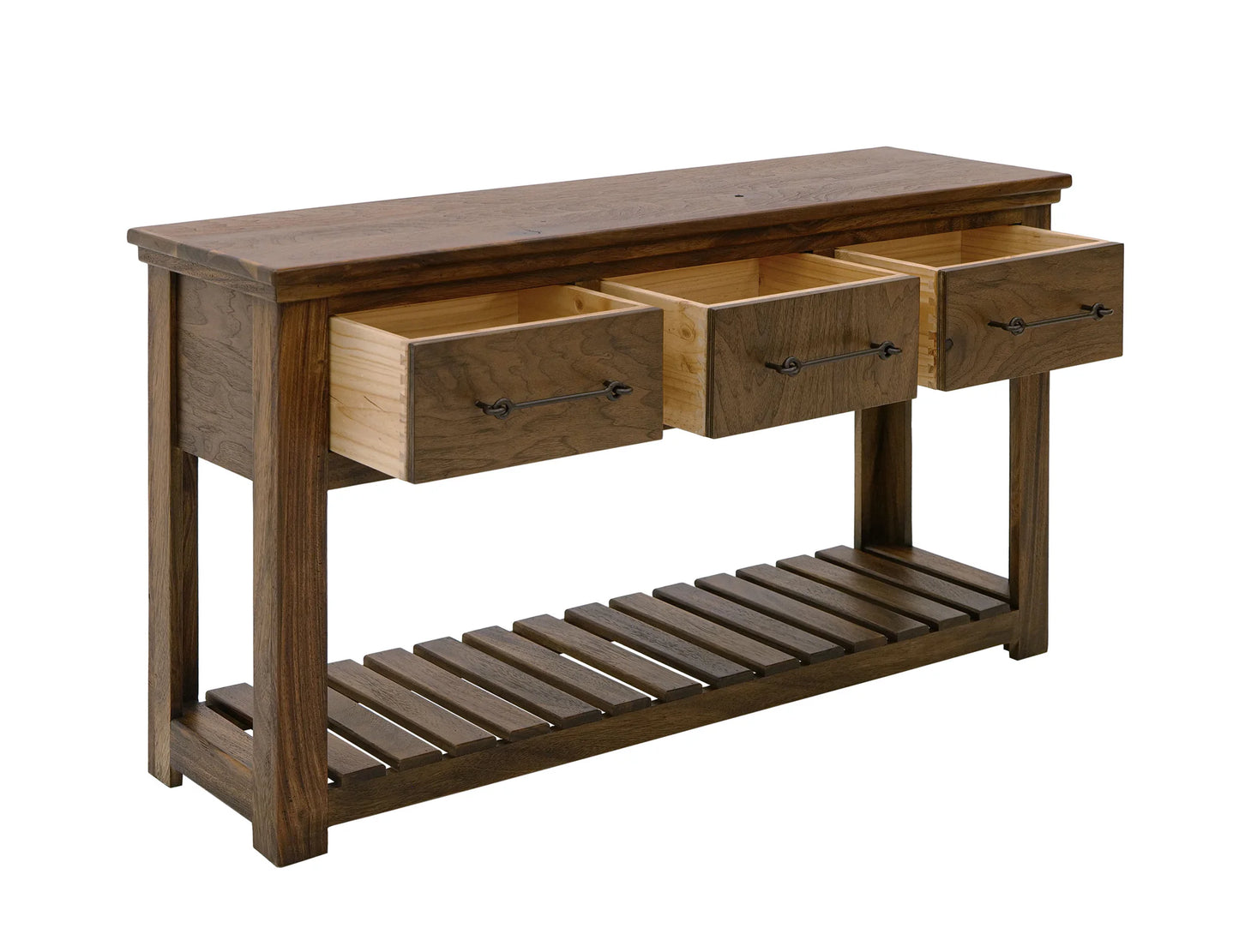 Walnut - 3 Drawer Sofa Table - Walnut Brown