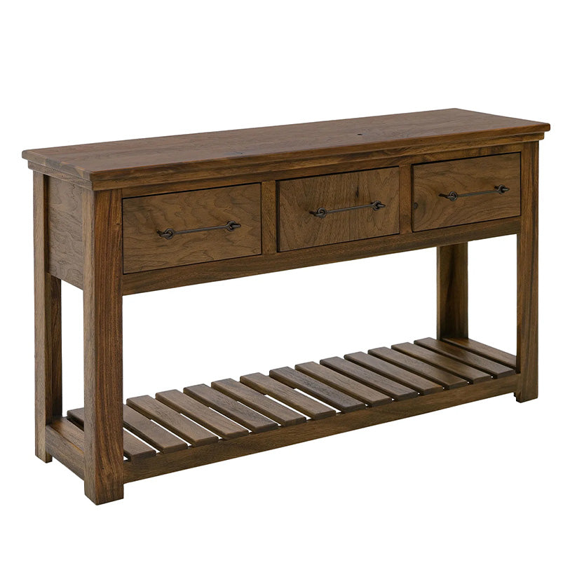 Walnut - 3 Drawer Sofa Table - Walnut Brown