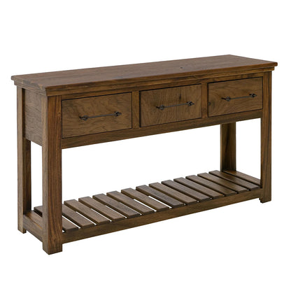 Walnut - 3 Drawer Sofa Table - Walnut Brown