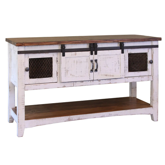 Pueblo White - Cocktail Table - Antiqued White / Brown