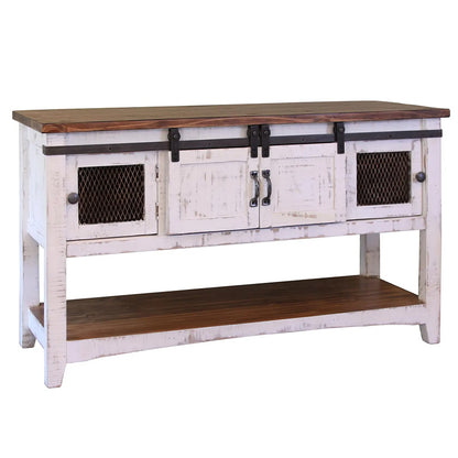 Pueblo White - Sofa Table - Antiqued White / Brown