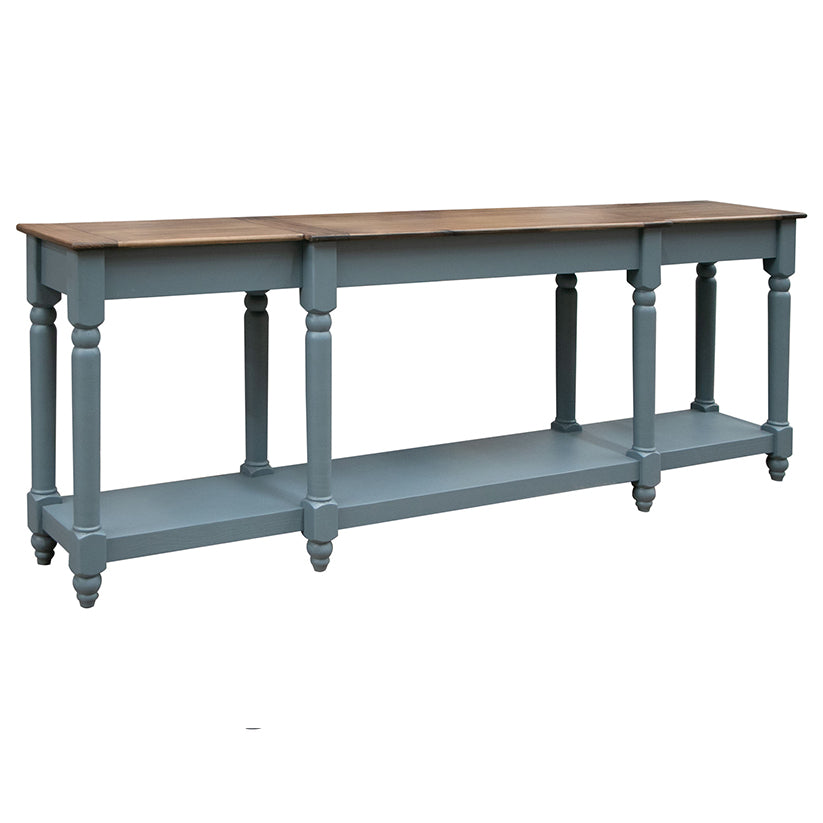 Tiffany - 94.5" Sofa Table - Blue / Brown