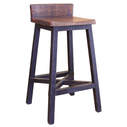 Pueblo Black - Stool - Black / Medium Brown