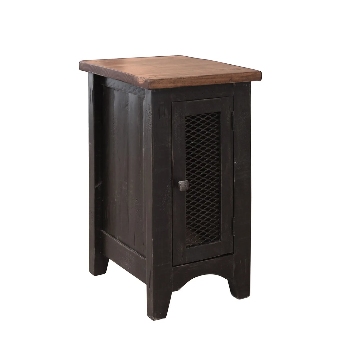 Pueblo Black - Chairside Table - Black / Medium Brown