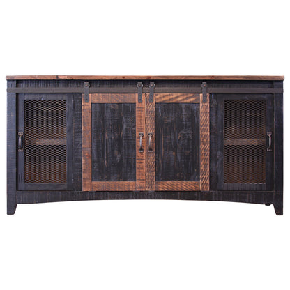 Pueblo Black - TV Stand / Console / Wall Unit - Black / Medium Brown