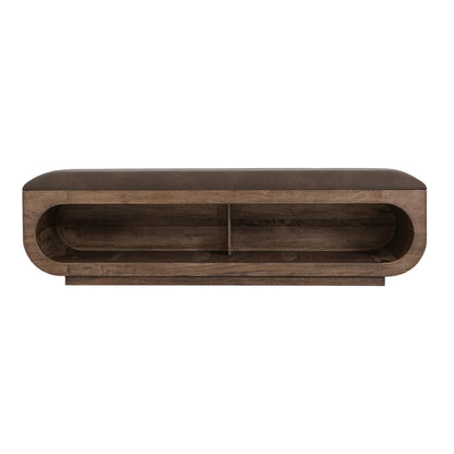 Balam - Wooden Bench With A Cushioned Seat - Brown