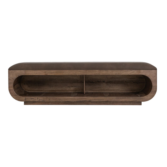 Balam - Wooden Bench With A Cushioned Seat - Brown