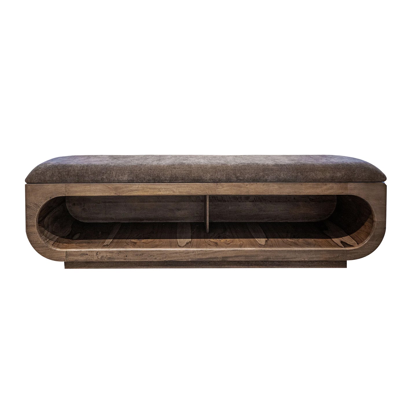 Balam - Wooden Bench With A Cushioned Seat - Almond / Barrel Brown