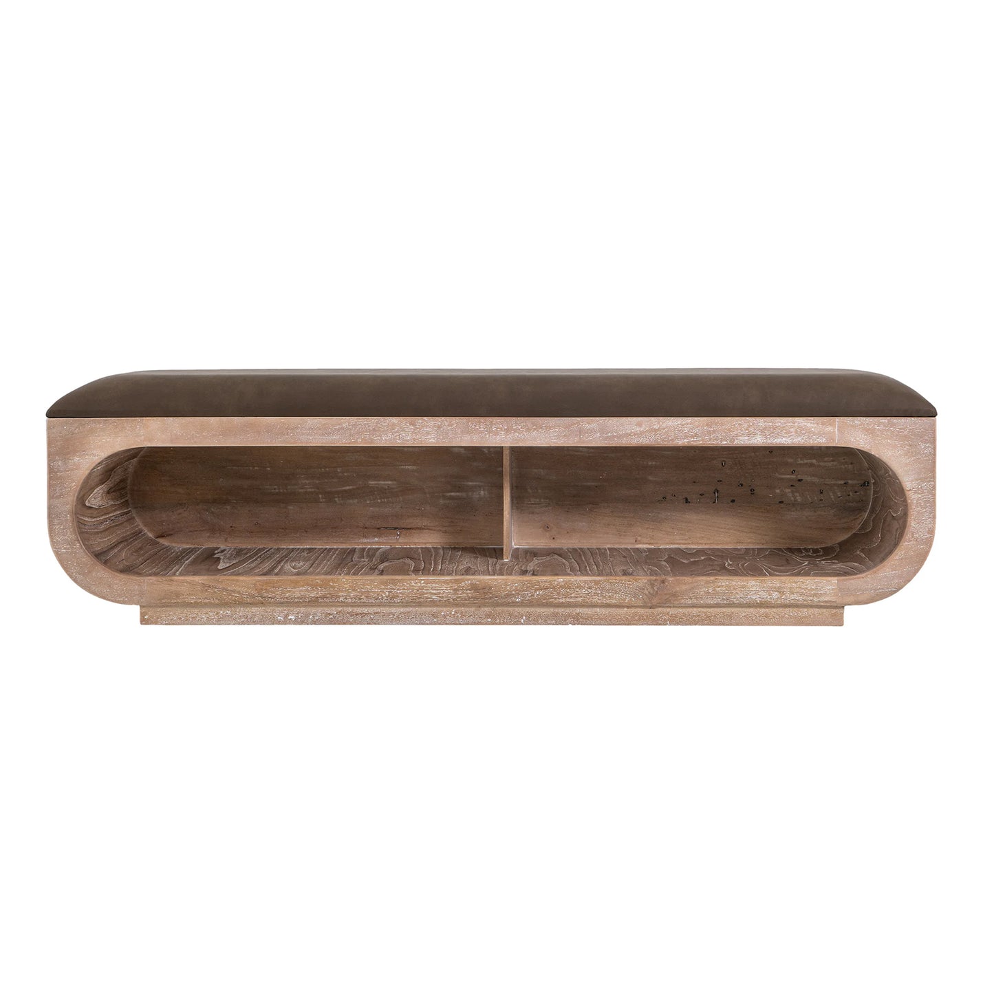 White Balam - Wooden Bench With Cushioned Seat - Ivory White