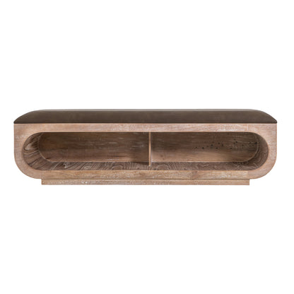 White Balam - Wooden Bench With Cushioned Seat - Ivory White