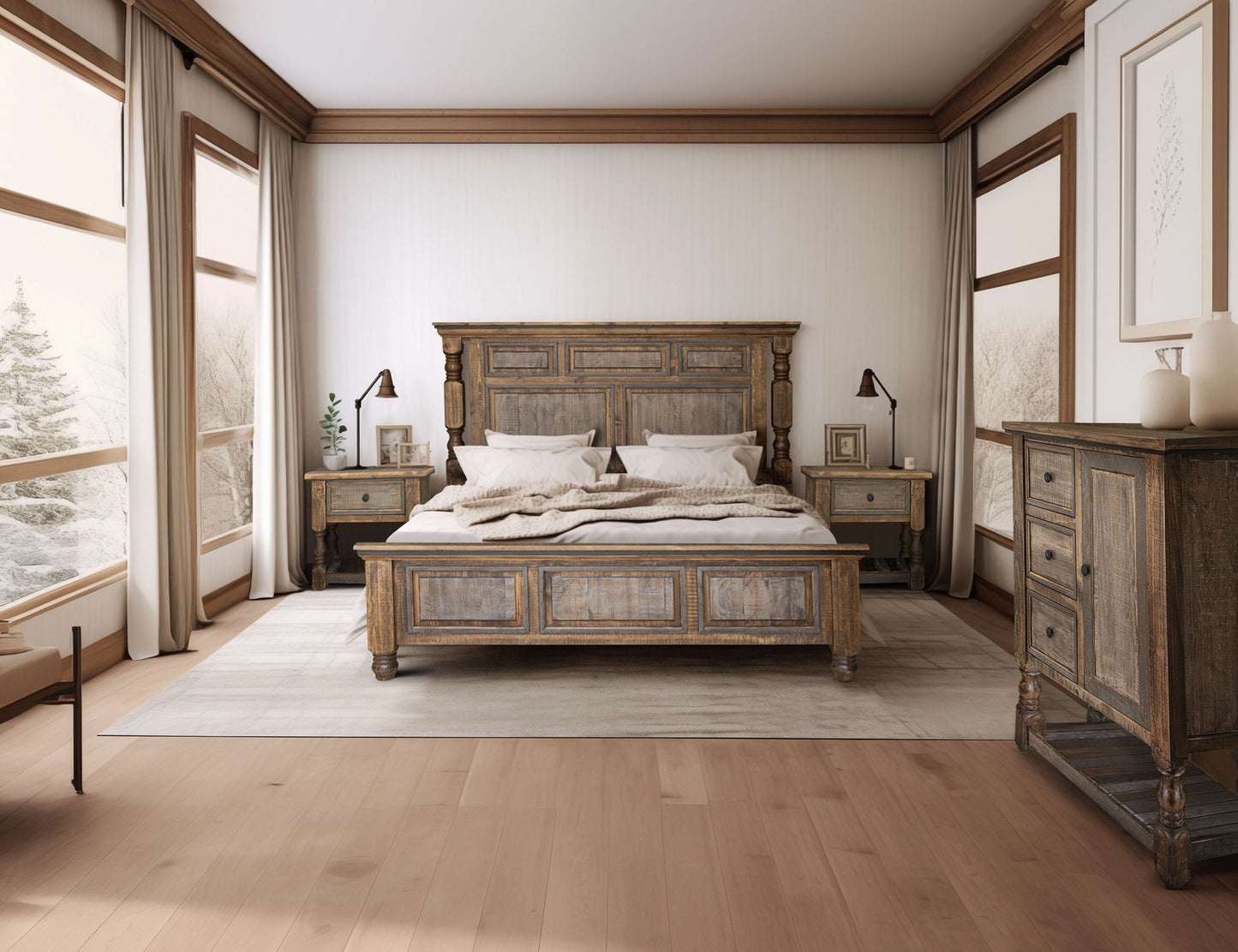 Stone Brown - Queen Bed - Dark Brown