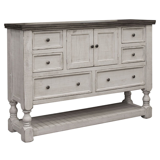 Stone - Dresser With 6 Drawers / 2 Door - Antiqued Ivory / Weathered Gray