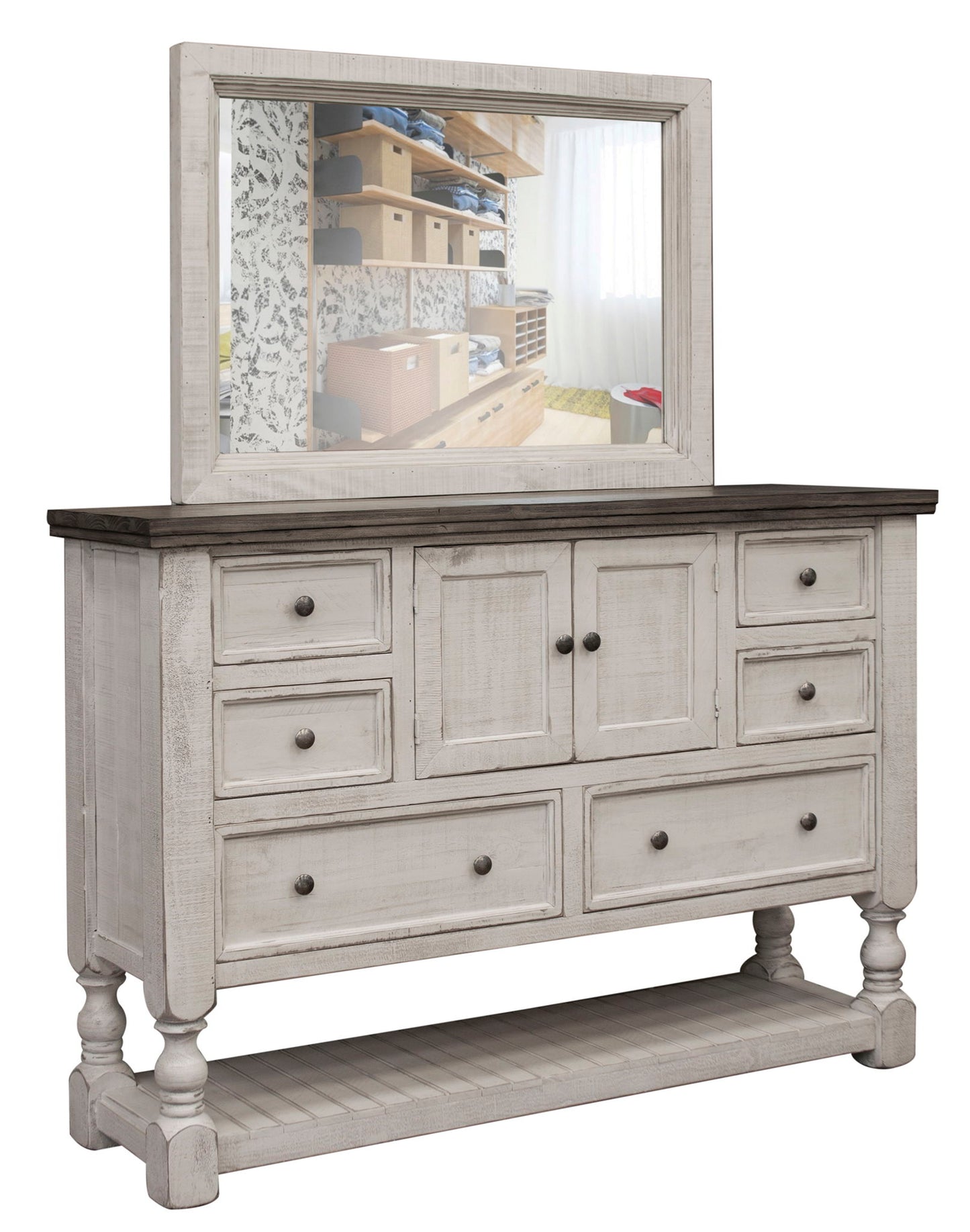 Stone - Mirror - Antiqued Ivory