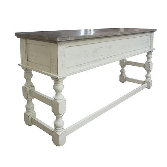 Stone - Sofa Table With Shelf - Antiqued Ivory / Weathered Gray