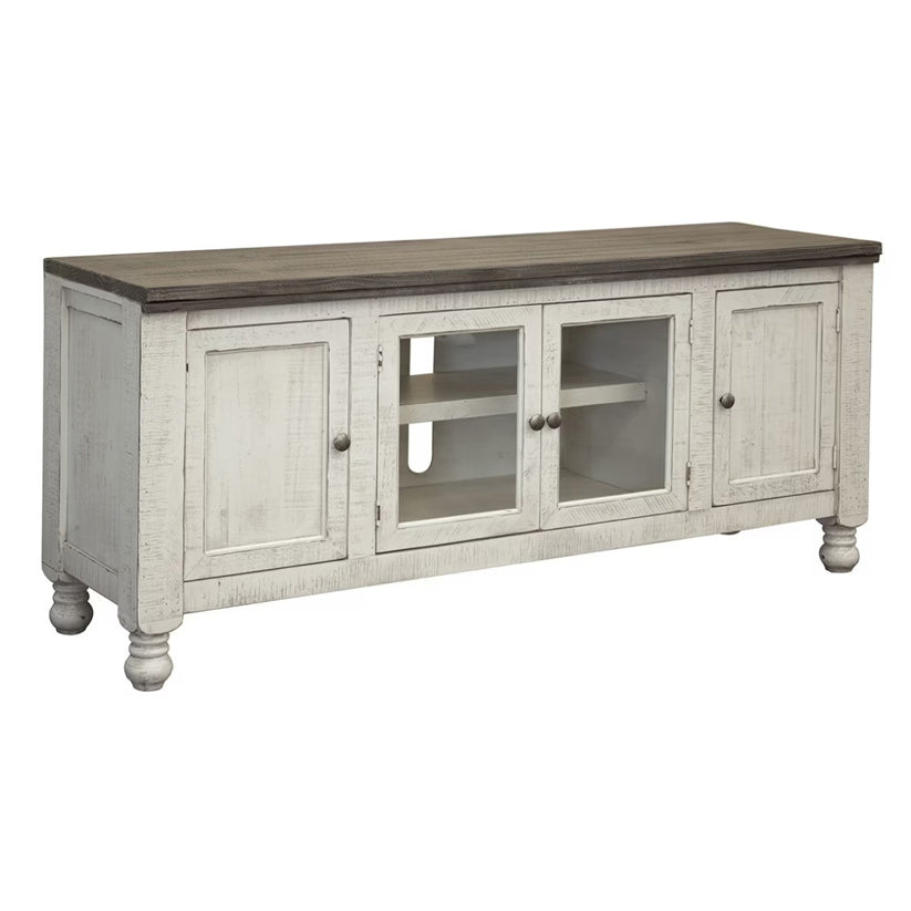 Stone - TV Stand / Wall Unit - Antiqued Ivory / Weathered Gray