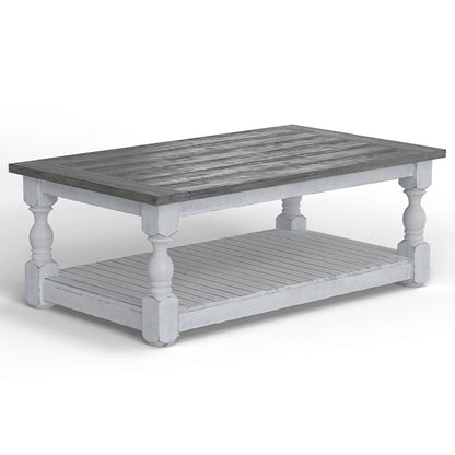 Stone - Cocktail Table - Antiqued Ivory / Weathered Gray