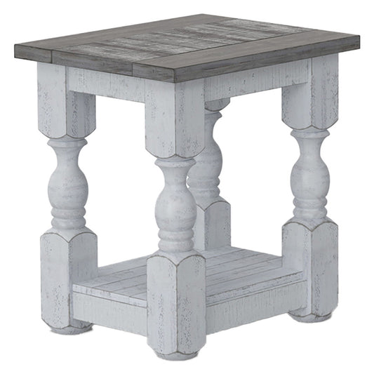 Stone - Chairside Table - Antiqued Ivory / Weathered Gray